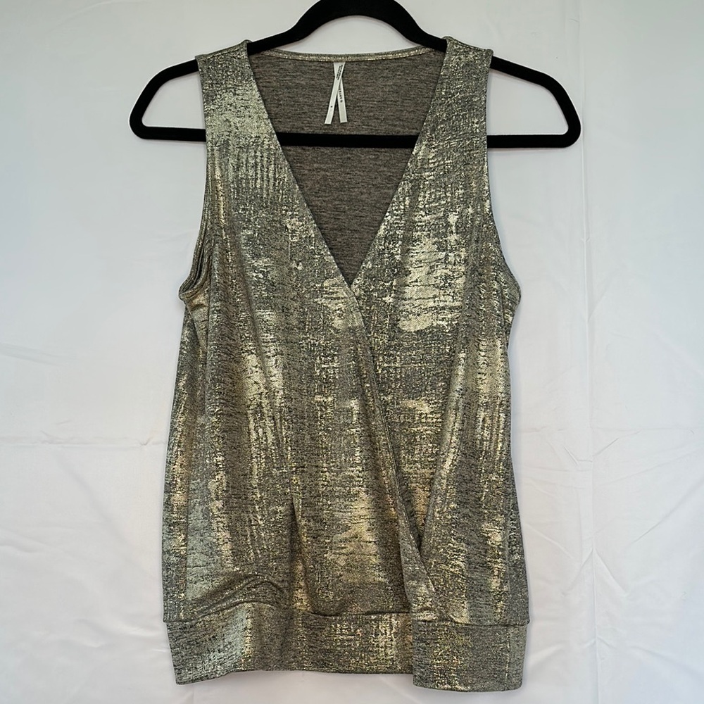 Anthropologie Gold Shimmer Sleeveless Tank Top